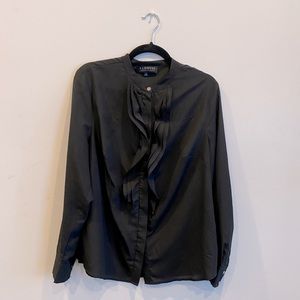 Eloquii Black Ruffle Button Down Top